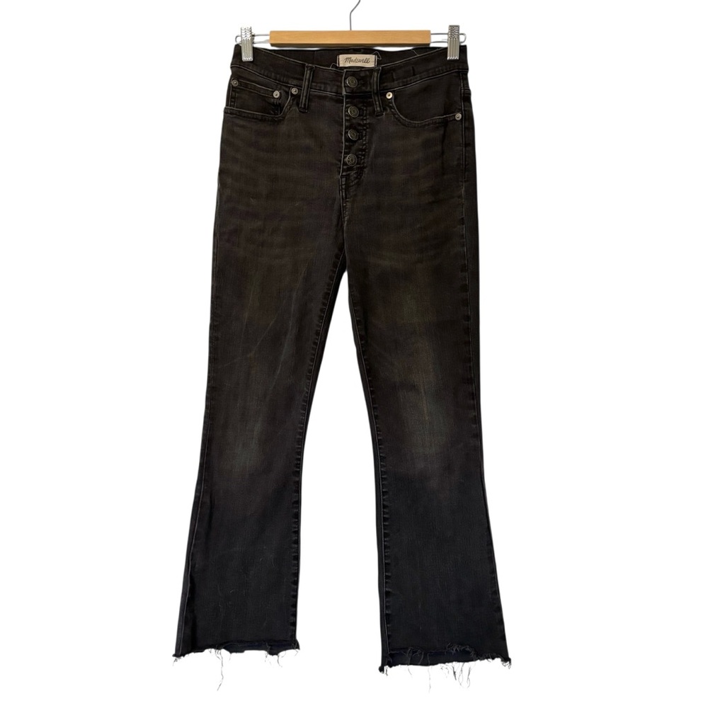 Madewell Cali-Demi Boot Flare Jeans Black Women’s Shorts Size 26 Stretch Raw Hem